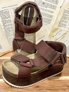 Free People Intentionally Blank Rule Breaker Remix Platform Sandal Brown